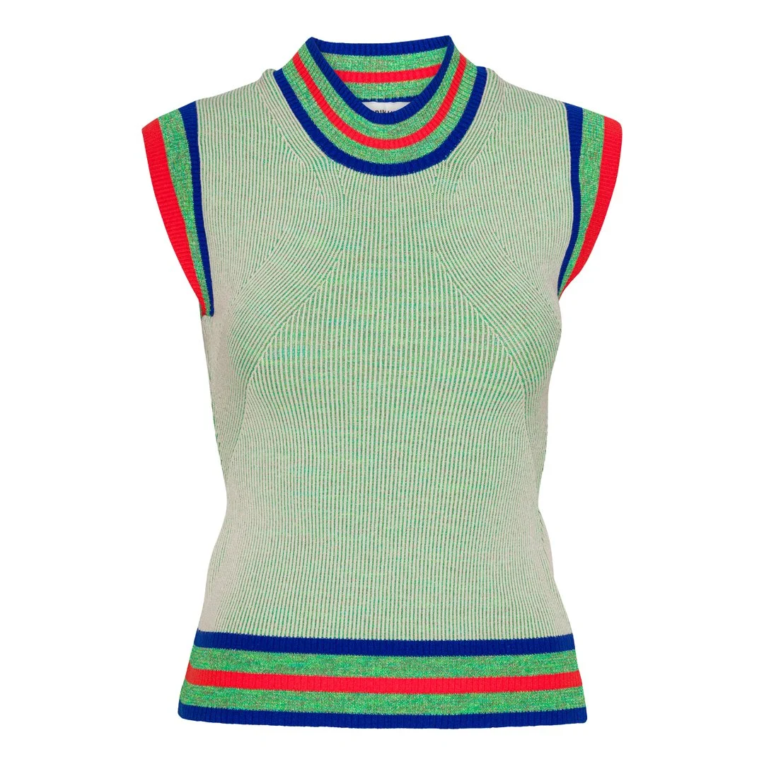 Henrik Vibskov Scuba Knit Top Green Beige Grid — Aggregate Henrik Vibskov Scuba Knit Top Green Beige Grid — Aggregate